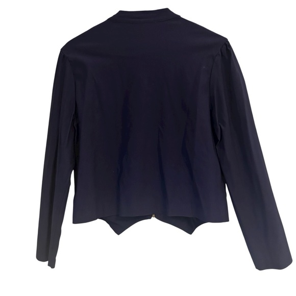 Hybrid & Company Super Stretch Navy Military Crop Blazer with Gold Accents, 1X - Picture 7 of 13